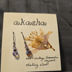 AKASHA STERLING SILVER EARRINGS WITH PURPLE SWAROVSKI Purple CRYSTAL